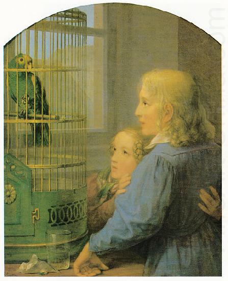 Georg Friedrich Kersting Zwei Kinder vor einem Papageienbauer china oil painting image